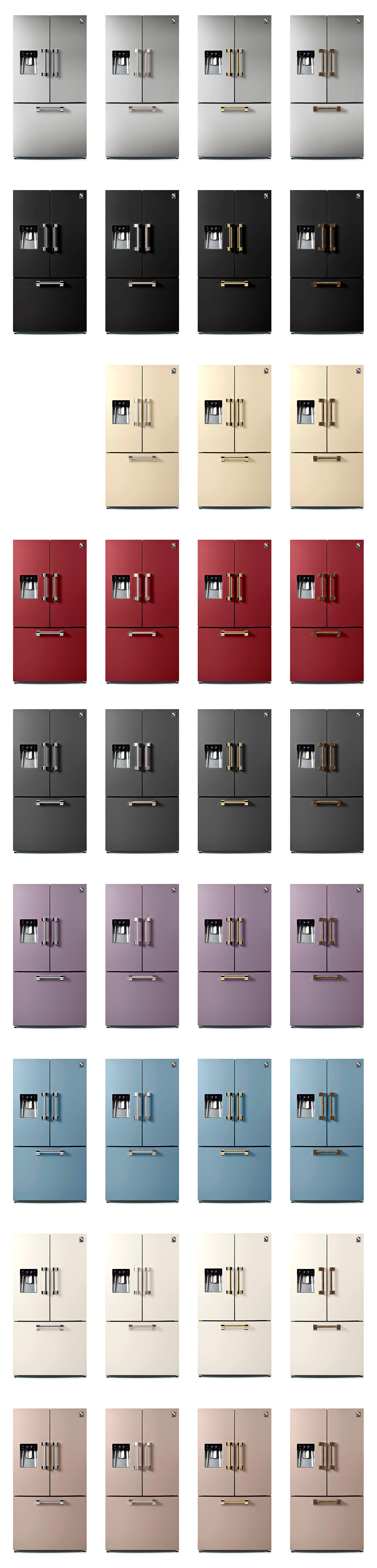 farebné prevedenia chladničky s francúzskymi dverami ASCOT